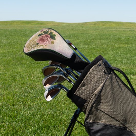 Steampunk Glam | Roze en Goud Roos Rustieke Bloeme Golfheadcover (Insitu)