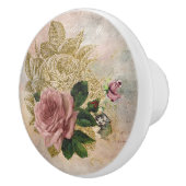 Steampunk Glam | Roze en Goud Roos Rustieke Bloeme Keramische Knop (Rechts)
