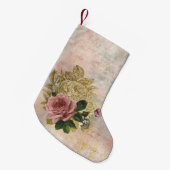 Steampunk Glam | Roze en Goud Roos Rustieke Bloeme Kleine Kerstsok (Voorkant (Hangend))