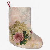 Steampunk Glam | Roze en Goud Roos Rustieke Bloeme Kleine Kerstsok (Voorkant)