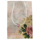 Steampunk Glam | Roze en Goud Roos Rustieke Bloeme Medium Cadeauzakje (Voorkant)