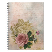 Steampunk Glam | Roze en Goud Roos Rustieke Bloeme Notitieboek (Voorkant)