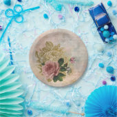 Steampunk Glam | Roze en Goud Roos Rustieke Bloeme Papieren Bordje (Feest)