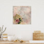 Steampunk Glam | Roze en Goud Roos Rustieke Bloeme Poster (Keuken)