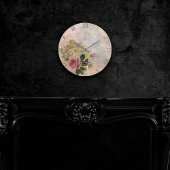 Steampunk Glam | Roze en Goud Roos Rustieke Bloeme Ronde Klok