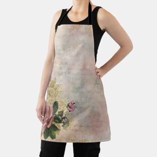 Steampunk Glam | Roze en Goud Roos Rustieke Bloeme Schort (Insitu)