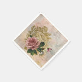Steampunk Glam | Roze en Goud Roos Rustieke Bloeme Servet (Hoek)