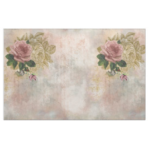 Steampunk Glam   Roze en Goud Roos Rustieke Bloeme Stof