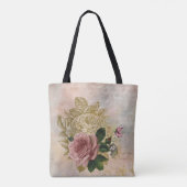 Steampunk Glam | Roze en Goud Roos Rustieke Bloeme Tote Bag (Achterkant)