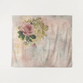 Steampunk Glam | Roze en Goud Roos Rustieke Bloeme Wandkleed (Voorkant (horizontaal))