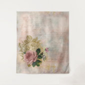 Steampunk Glam | Roze en Goud Roos Rustieke Bloeme Wandkleed (Voorkant)