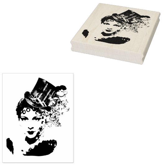 Steampunk Glamour Lady Rubberstempel (Gestempeld)