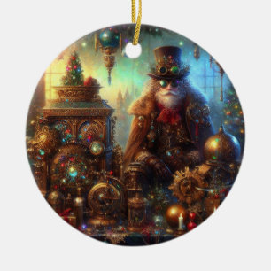 Steampunk Glow Santa Claus Keramisch Ornament