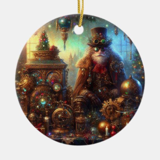 Steampunk Glow Santa Claus Keramisch Ornament (Voorkant)