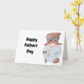 Steampunk Gnome Happy Fathers Day Blank Kaart (Gele Bloem)