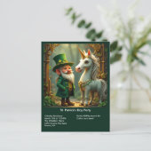 Steampunk Gnome-Leprechaun Unicorn St Patricks Day Briefkaart (Staand voorkant)