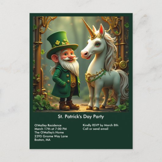 Steampunk Gnome-Leprechaun Unicorn St Patricks Day Briefkaart (Voorkant)