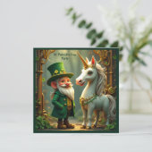 Steampunk Gnome-Leprechaun Unicorn St Patricks Day Kaart (Staand voorkant)