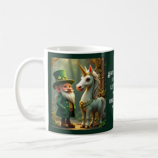 Steampunk Gnome-Leprechaun Unicorn St Patricks Day Koffiemok (Links)