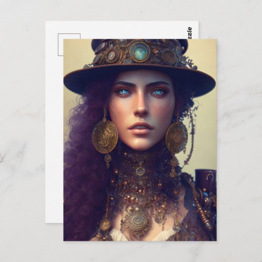 Steampunk Goddess Briefkaart (Voorkant / Achterkant)
