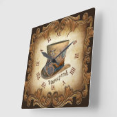 Steampunk Goggle Pet ~ Great Horned Owl ~ Vierkante Klok (Hoek)