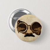 Steampunk Goggles en snor Ronde Button 5,7 Cm (Voorkant /achterkant)