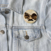 Steampunk Goggles en snor Ronde Button 5,7 Cm (In situ)