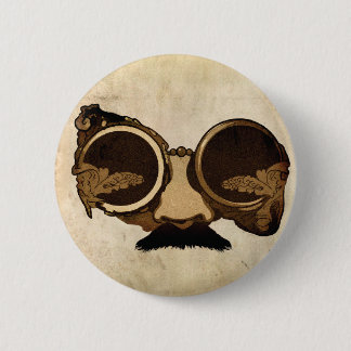 Steampunk Goggles en snor Ronde Button 5,7 Cm