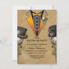 Steampunk & Gold Chains Bachelor-uitnodiging