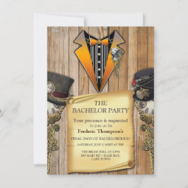 Steampunk & Gold Chains Bachelor-uitnodiging