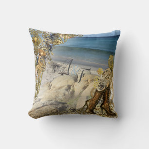 Steampunk Golden Blush & Poeder-blauw Huwelijkscad Kussen