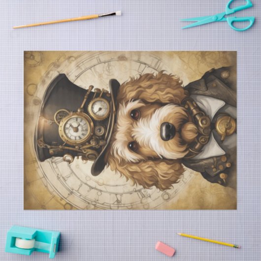Steampunk Golden Doodle: grillige decoupage Tissuepapier (Craft)
