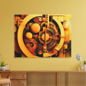 Steampunk Golden Mechanism Abstract Canvas Afdruk (Insitu (Woonkamer))