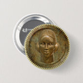 Steampunk Golden Metal Gear Goddess Ronde Button 5,7 Cm (Voorkant /achterkant)