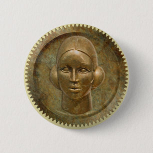 Steampunk Golden Metal Gear Goddess Ronde Button 5,7 Cm
