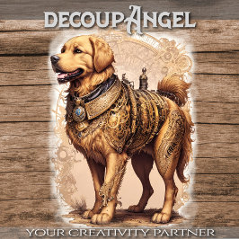Steampunk golden retriever - decoupage - tissuepapier