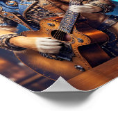 Steampunk golden retriever met akoestische gitaar poster (Hoek)
