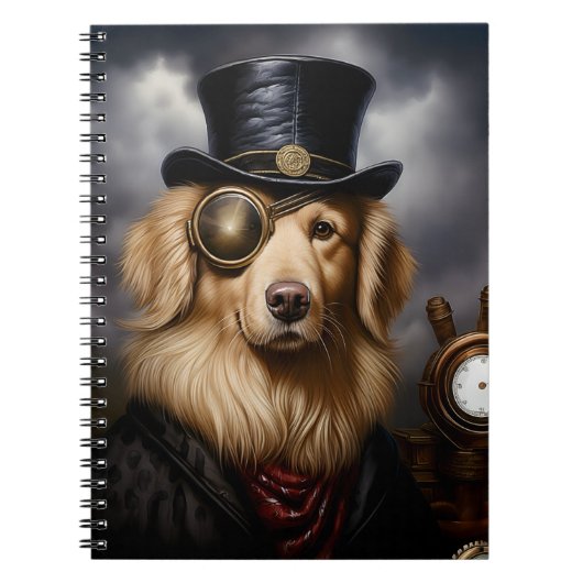 Steampunk Golden Retriever Pet & Eye Patch 138 Notitieboek (Voorkant)