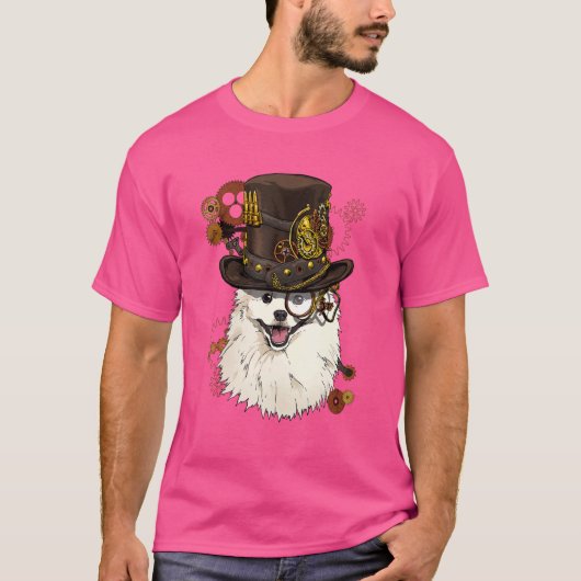 Steampunk Gothic Amerikaanse Eskimo Hond Dier Gezi T-shirt (Voorkant)