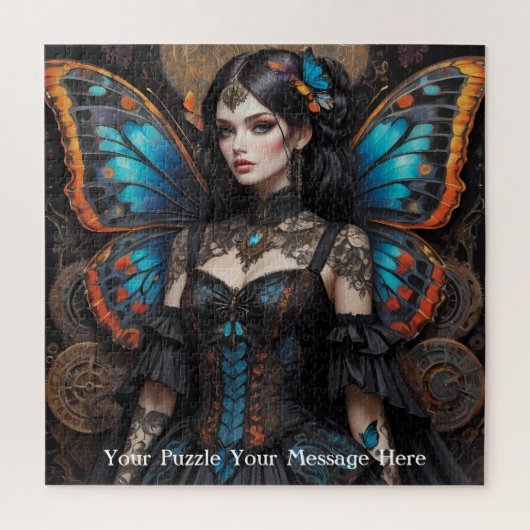 Steampunk Gothic Butterfly Girl Legpuzzel (Verticaal)