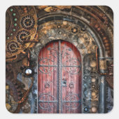Steampunk Gothic-deur Vierkante Sticker (Voorkant)