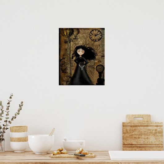 Steampunk Gothic Girl Art Poster (Keuken)