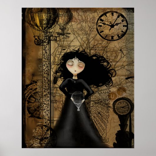 Steampunk Gothic Girl Art Poster (Voorkant)
