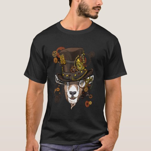 Steampunk Gothic Goat Mechanical Animal Face Goat T-shirt (Voorkant)