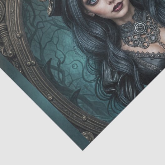 Steampunk Gothic Godin Vrouw Decoupage Papier (Detail)