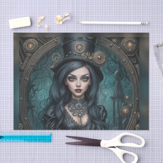 Steampunk Gothic Godin Vrouw Decoupage Papier (Craft)