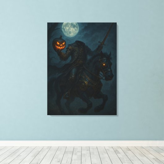 Steampunk Gothic Horror Headless Horseman Canvas Afdruk (Insitu (Houten vloer))