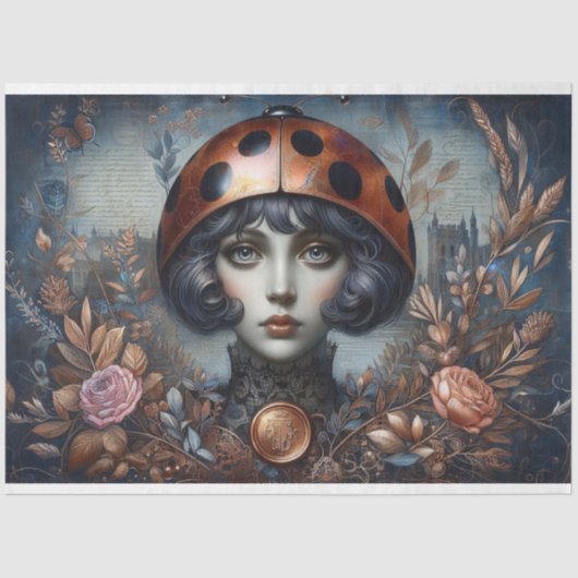 Steampunk Gothic LadyBug Decoupage Tissuepapier (Voorkant)