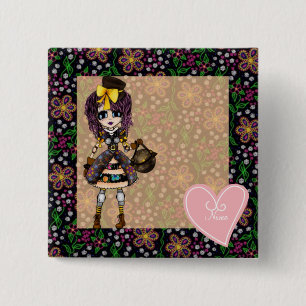 Steampunk Gothic Lolita - girale giften Vierkante Button 5,1 Cm