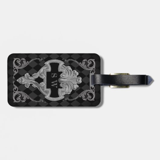 Steampunk Gothic Monogrammed Bagagelabel (Achterkant horizontaal)